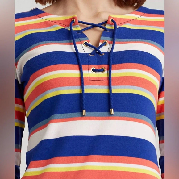 BRAND NEW Lauren Ralph Lauren's slim-fitting  midi dress size XL blue coral NWT - Picture 4 of 15